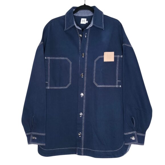 Helsa Denim Overshirt in Navy Oversized Jacket‎ Size XS/S - Picture 3 of 11